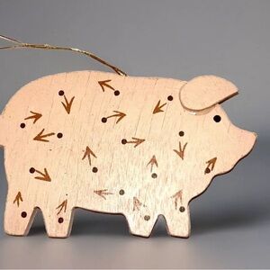 Vintage Commodore Wooden Farm Pig Ornament 3.5”x 2” Gift Decor